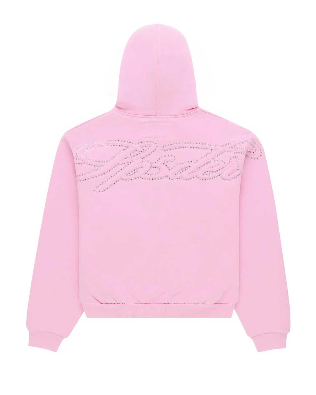 Sp5der Rhinestone Script Zip Up Hoodie Light Pink