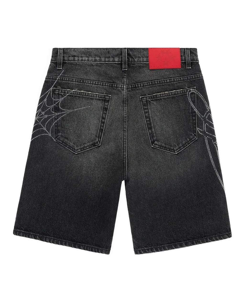 Sp5der Script Web Denim Shorts Black