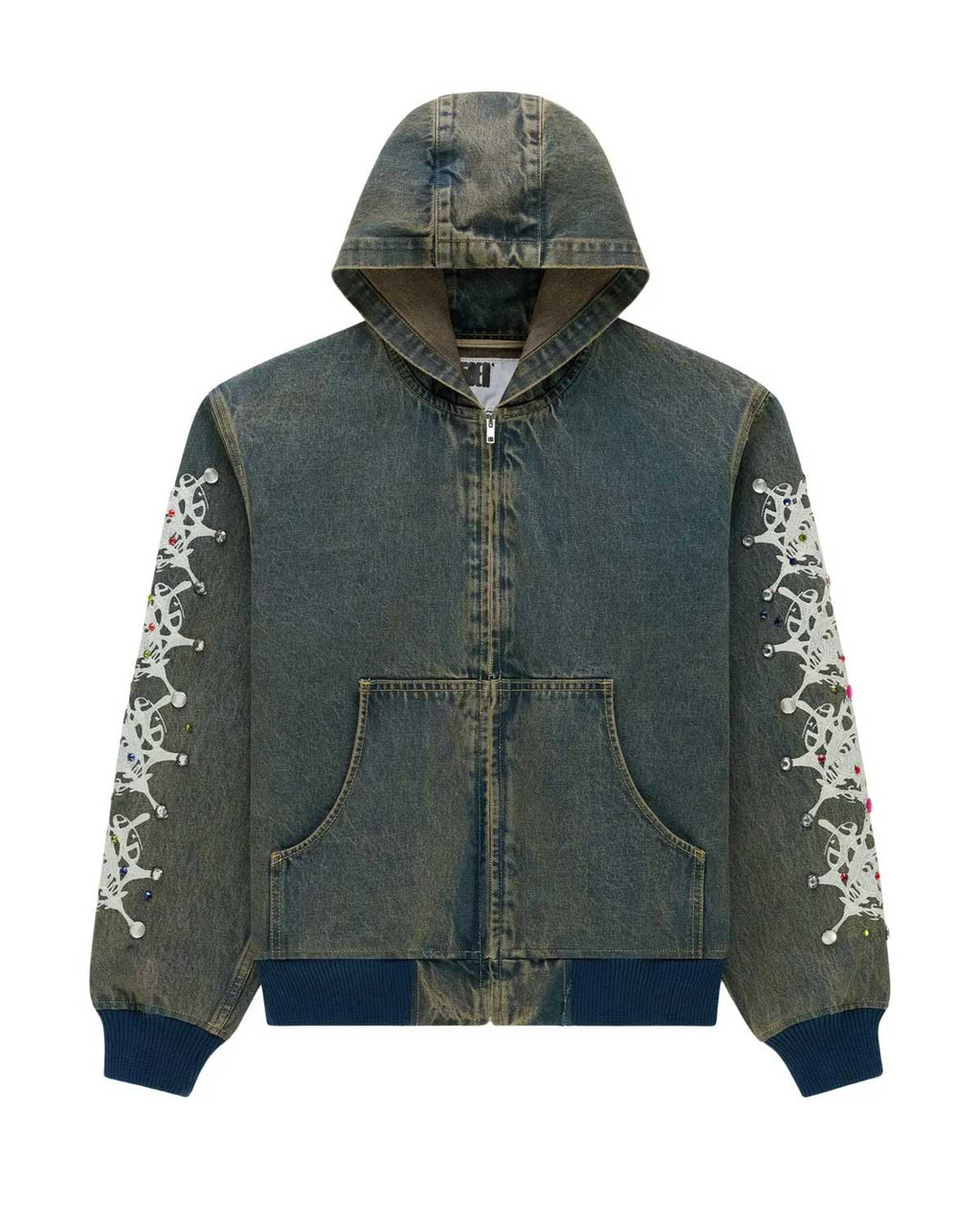 Sp5der Webstone Hooded Denim Work Jacket Indigo