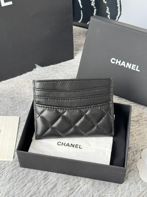 CHANEL 25S CARD HOLDER 11 IN BLACK LAMBSKIN GOLD HARDWARE